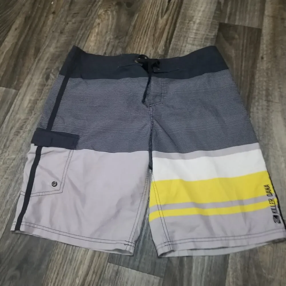 Killer Dana Yellow and Gray Surf Board Shorts Swim Trunks‎ - Men's Size 34